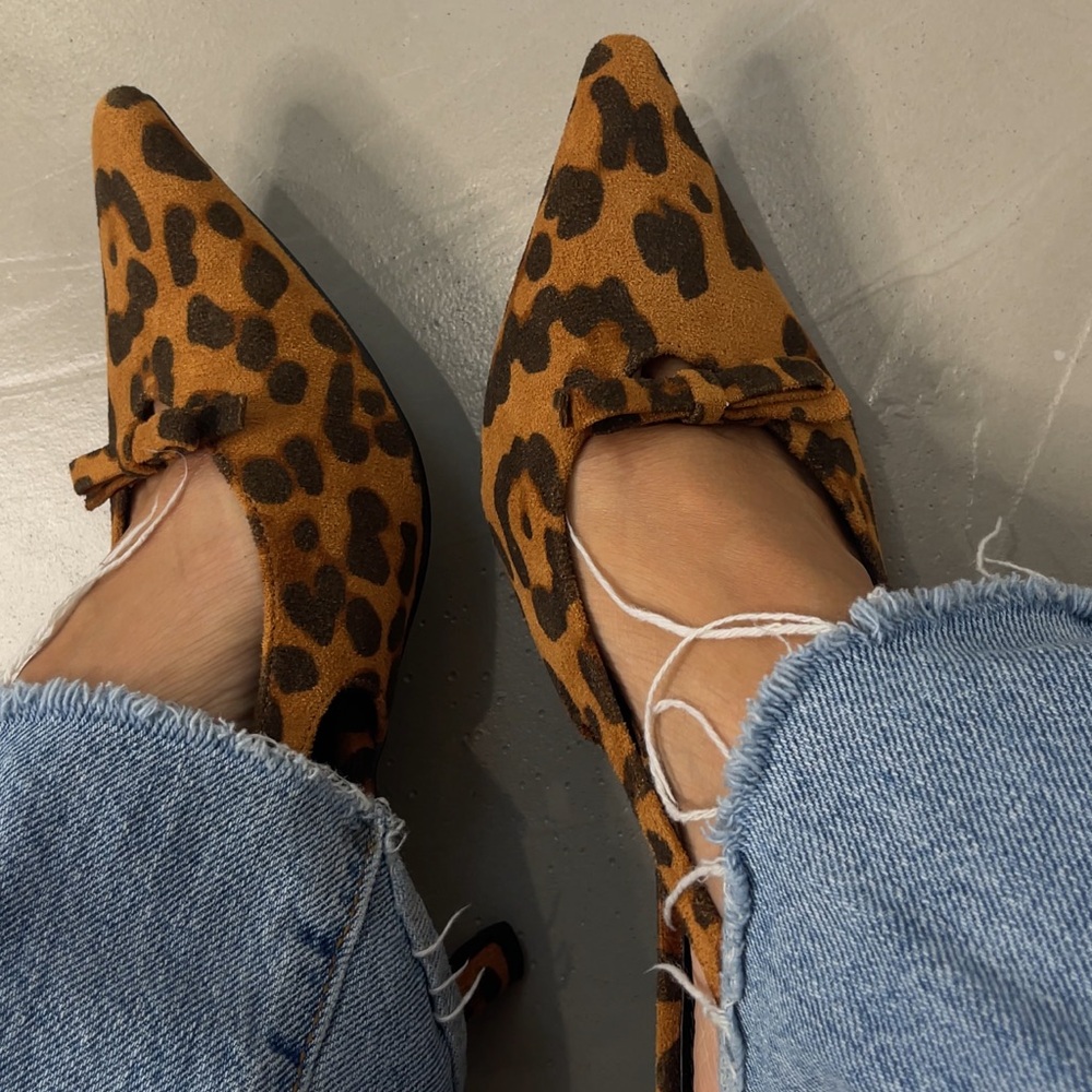 Leopard Print Women's Slingback Kitten heel Pumps